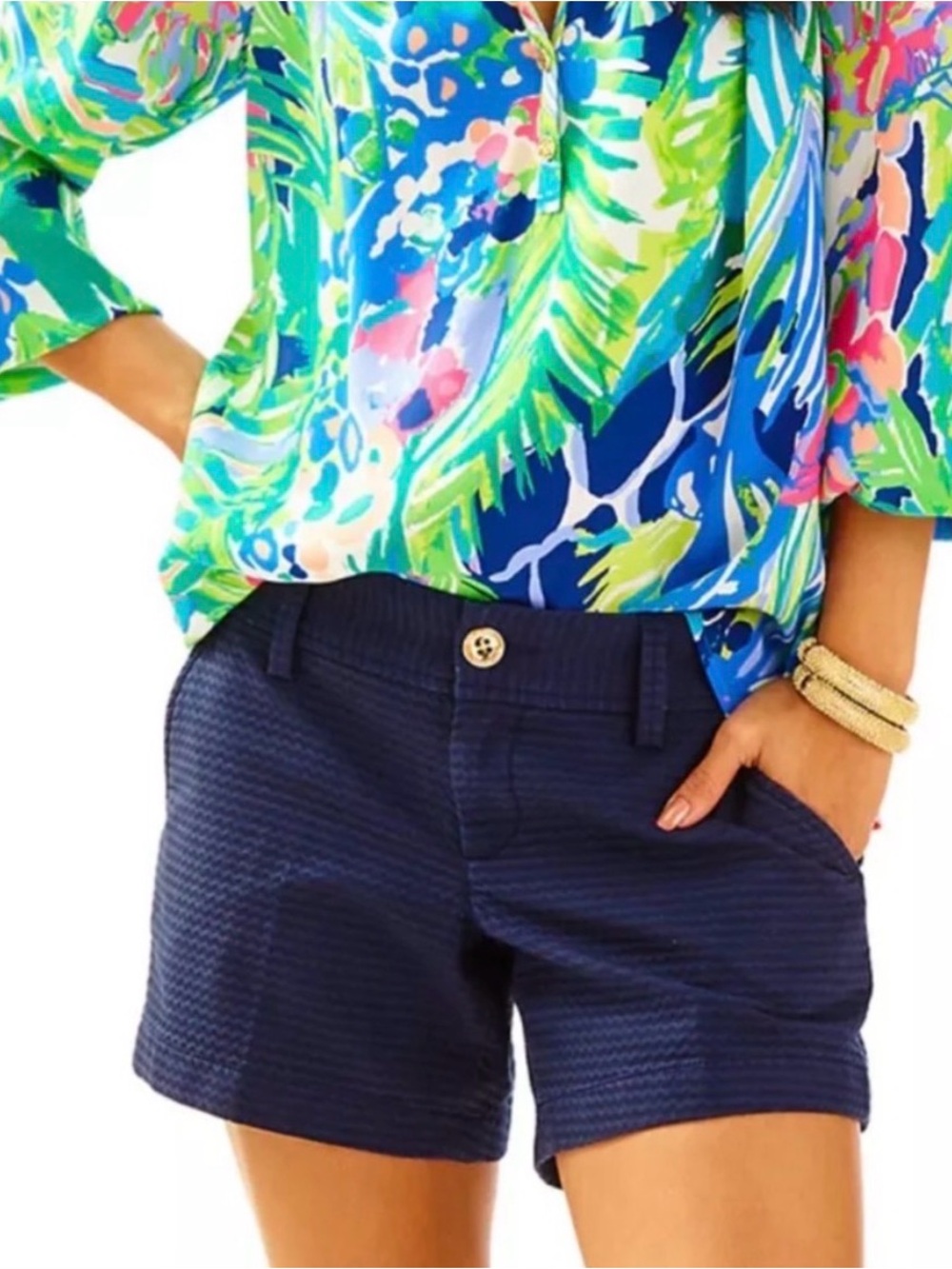 Lilly Pulitzer Textured Callahan Shorts. True Navy. Size 6